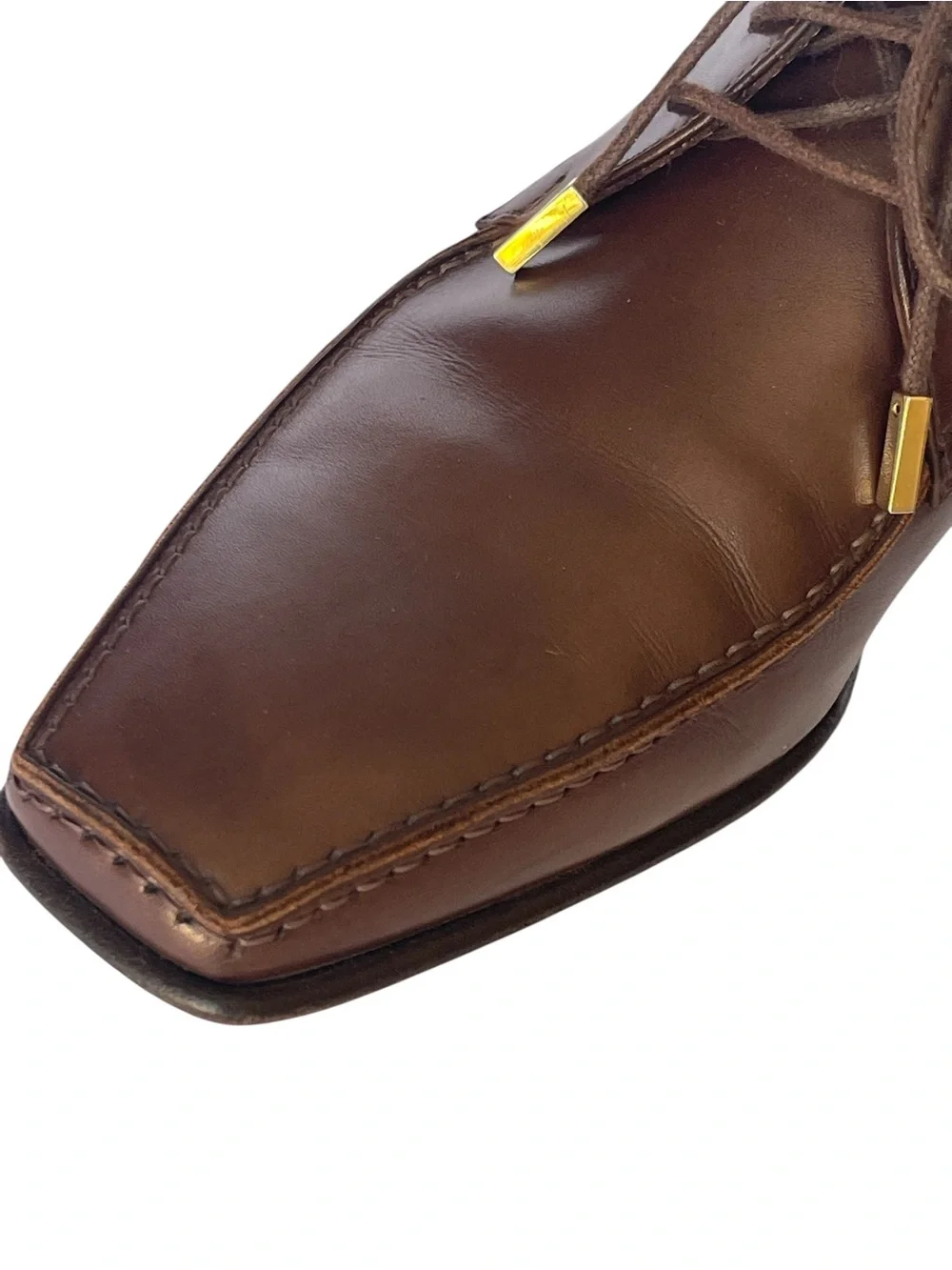 LOUIS VUITTON MENS BROWN CALFSKIN SQUARE TOE DERBY SHOES SZ 40 = 7 US MED